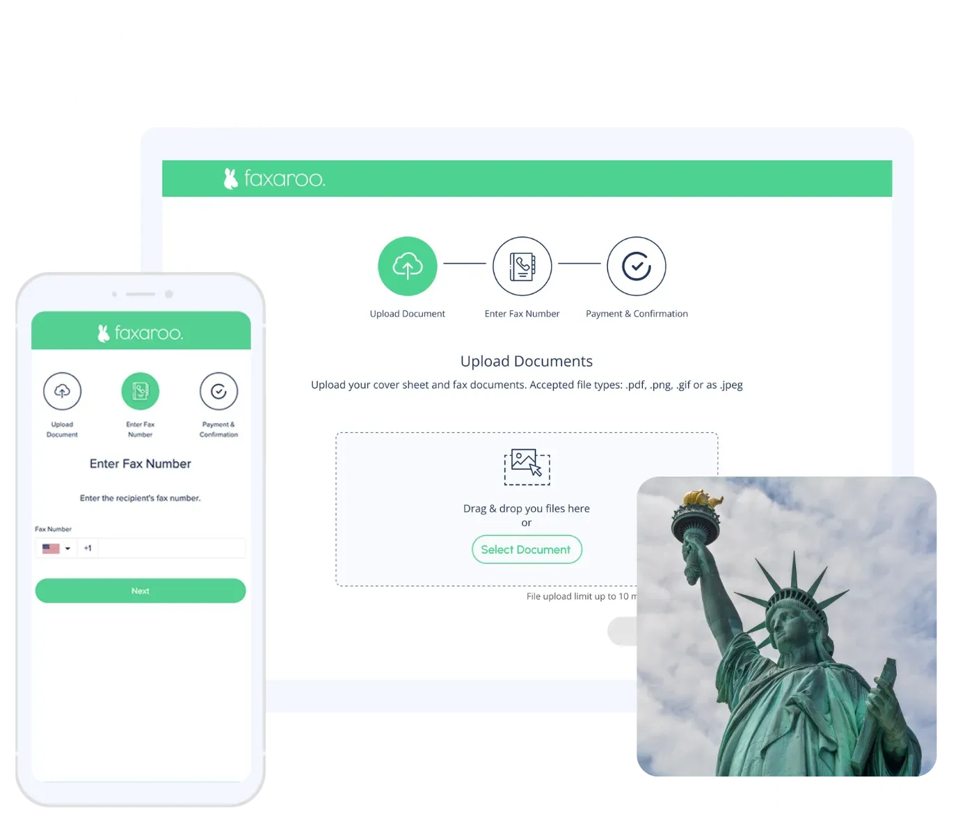 Faxaroo UI and statue of liberty